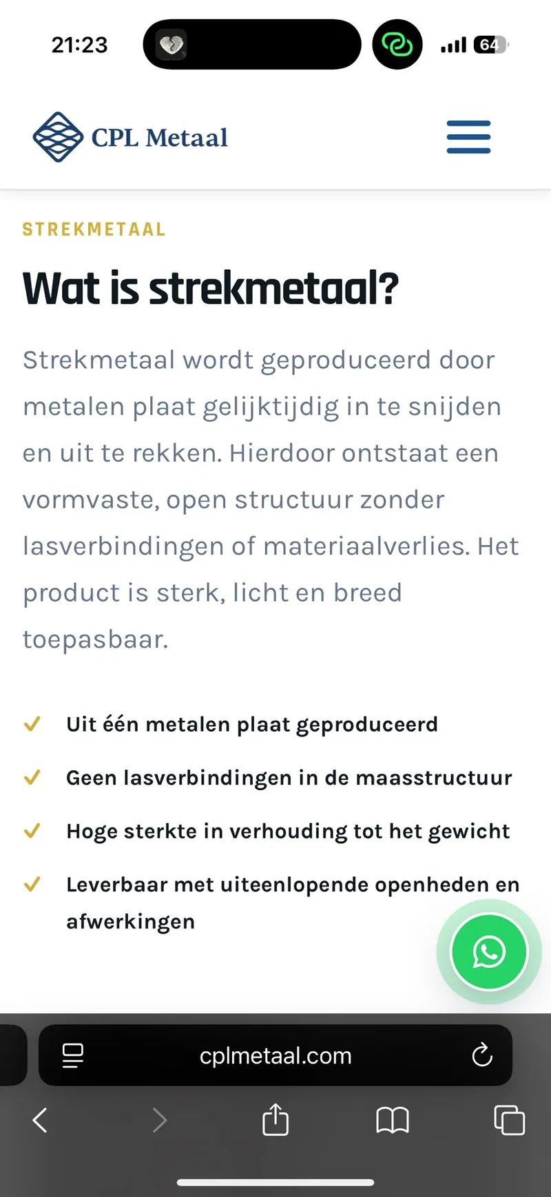 CPL Metaal-pagina met uitleg over strekmetaal.
